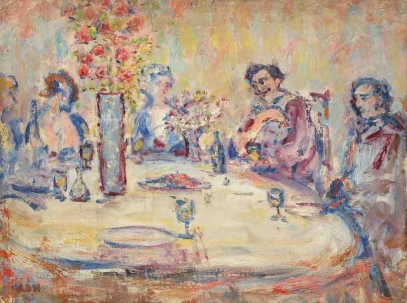 Paul KRON (1869-1936)
Fête de famille.Huile sur toile.Signée en bas à gauche.46 x 61 cm