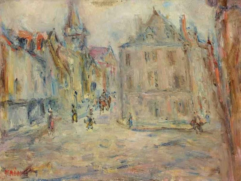 Paul KRON (1869-1936)
Le petit clocher.Huile sur toile.Signée en bas à gauche.46 x 61 cm