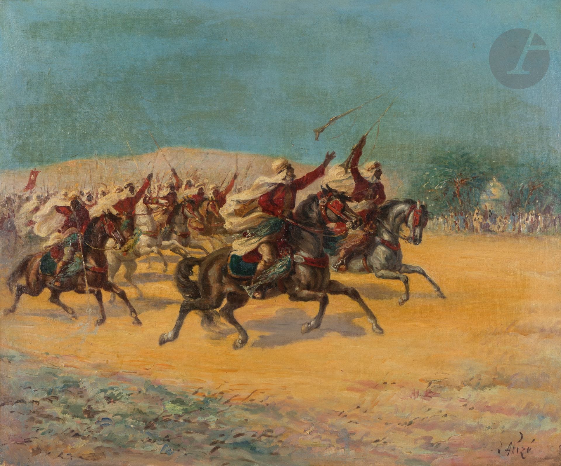 20th century Orientalist school
Fantasia
Oil on canvas.
Signed "Alizé" lower right.
54 x 65 cm