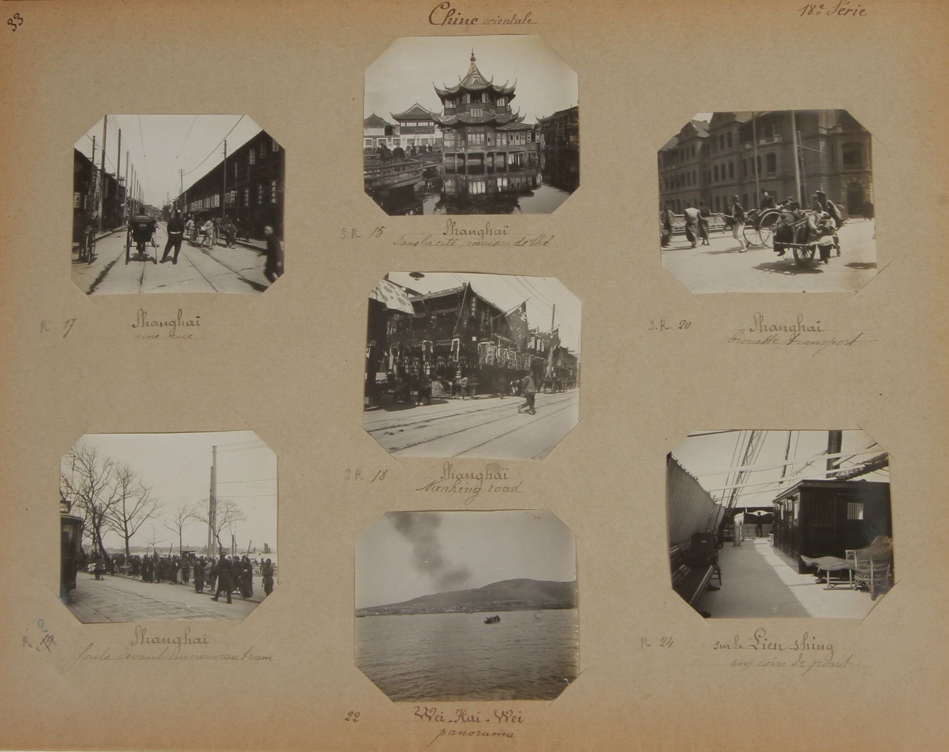 Photographe amateur
Tour du monde, 1907-1908.
États-Unis (New York, Chicago, chutes du Niagara, Yellowstone, Yosemite, San Francisco). Hawaï. Japon (Tokyo, Kyoto, Nikko, Mont Fuji). Chine (Pékin, Canton, Shanghai, Tien-Tsin). Macao. Ceylan. Java. Birmanie. Cochinchine. Tonkin. Hong Kong.
Porfolio contenant environ 510 épreuves argentiques d'époque montées sur 41 feuillets. Légendes manuscrites à l'encre.
Format des épreuves : 7 x 8,5 cm