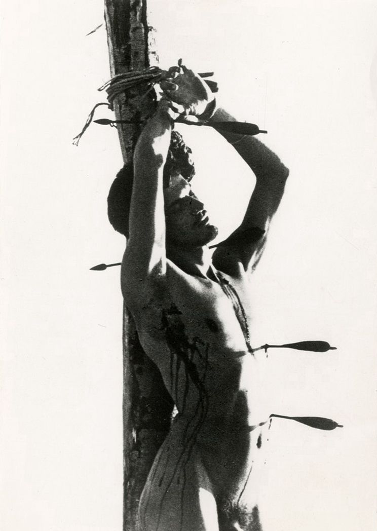 Unidentified photographer 
Scenes from the film Sebastiane by Paul Humfress and Derek Jarman, 1976. 
Three vintage silver prints. 
Sizes: 18 x 12.6 to 17.5 x 24 cm