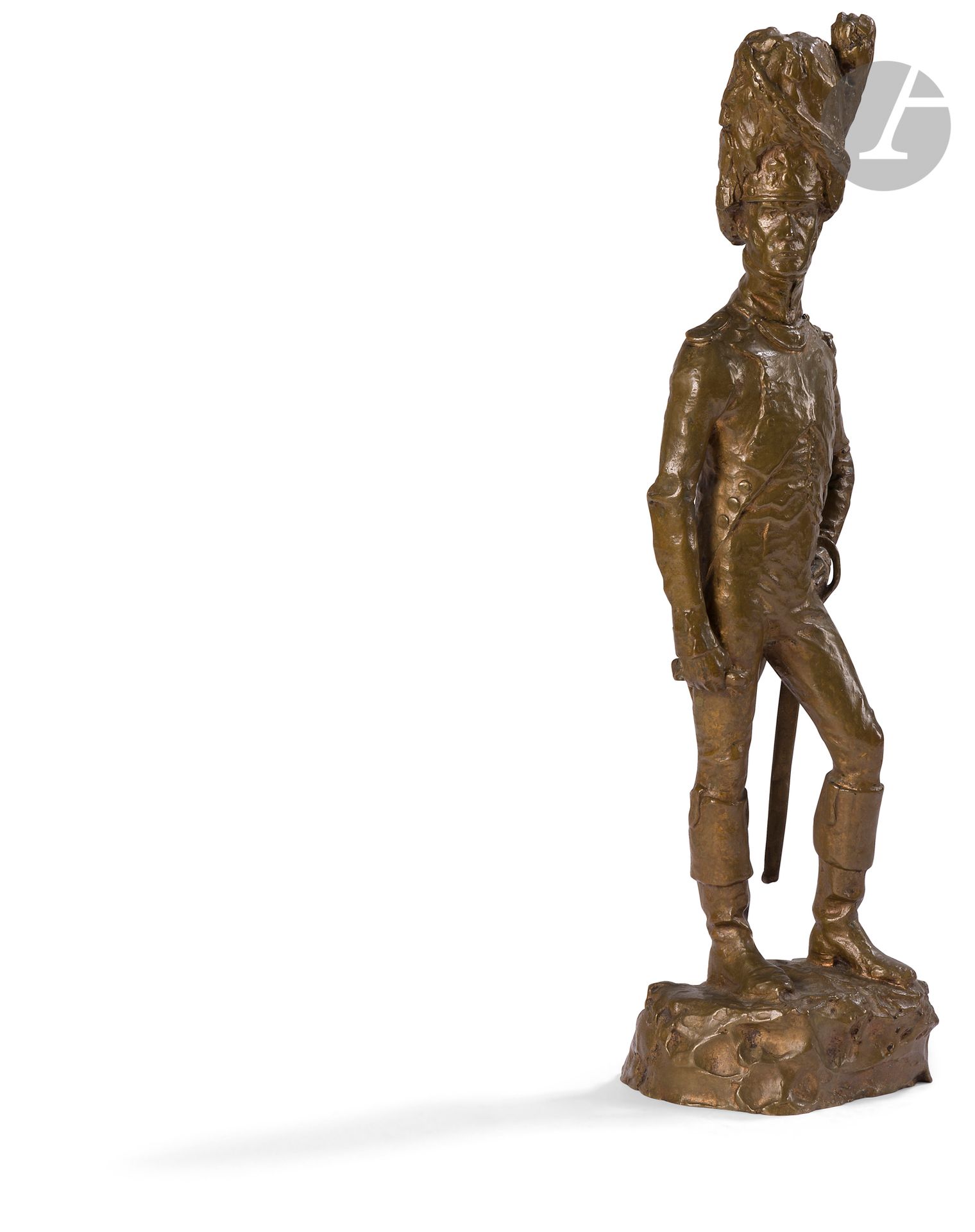 Louis MALESPINA (1874-1949) 
Officier de grenadiers à pied de la Garde impériale. 
Sujet en bronze signé sur la terrasse 
Hauteur : 39 cm 
B.E.