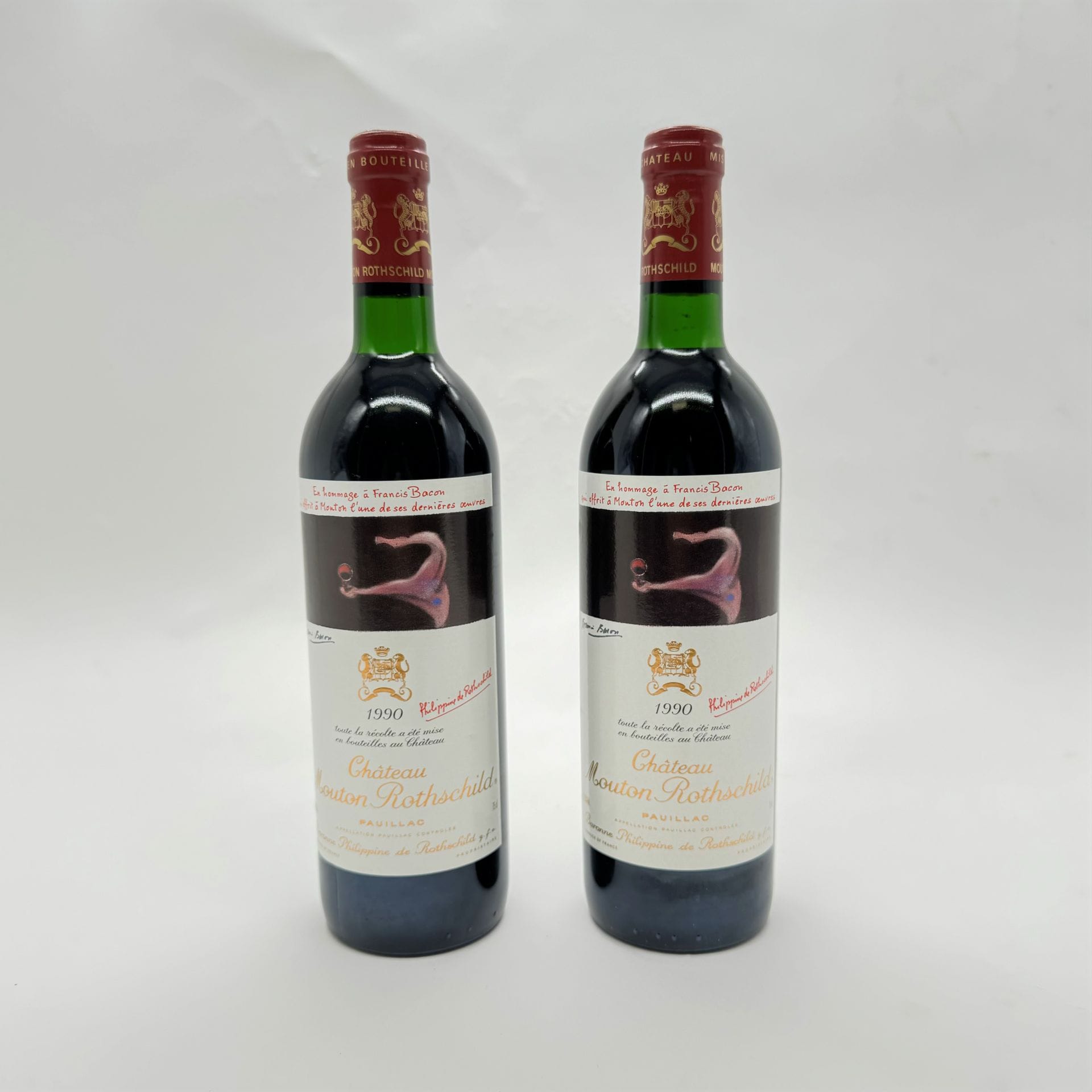 2 B CHÂTEAU MOUTON ROTHSCHILD (Caisse Bois d'origine) (1 T.L.B.+; 1 T.L.B.), GCC1 Pauillac, 1990