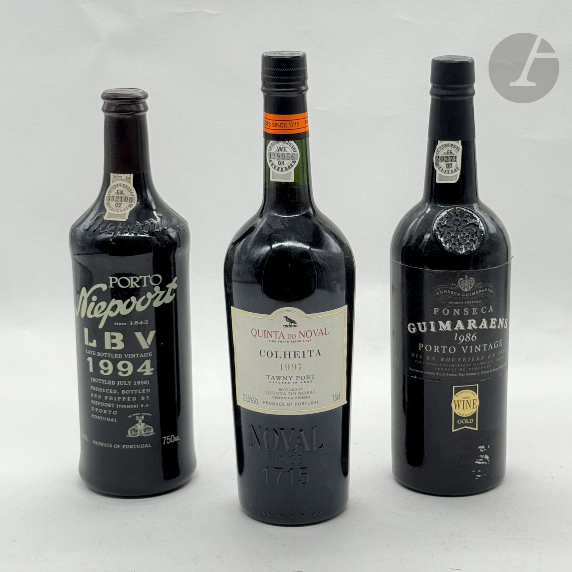1 B PORTO LATE BOTTLED VINTAGE, Niepoort, 1994
1 B PORTO VINTAGE GUIMARAENS, Fonseca, 1986
1 B PORTO COLHEITA, Quinta do Noval, 1997