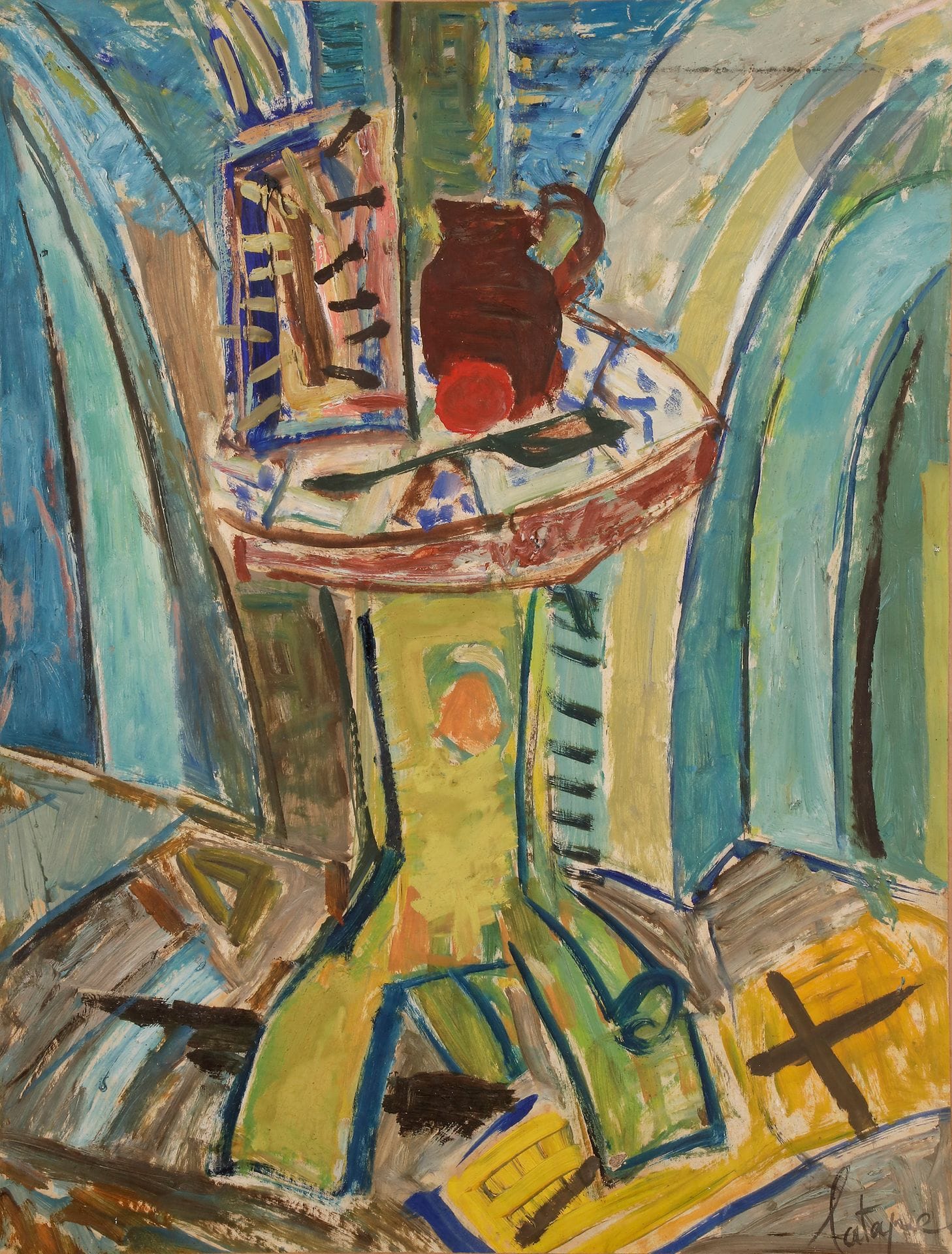 Louis LATAPIE (1891-1972)
Le Guéridon
Huile sur papier montée sur toile.
Signée en bas à droite.
65 x 50 cm

Nous remercions Madame Dominique Bissière d'avoir confirmé l'authenticité de cette œuvre.