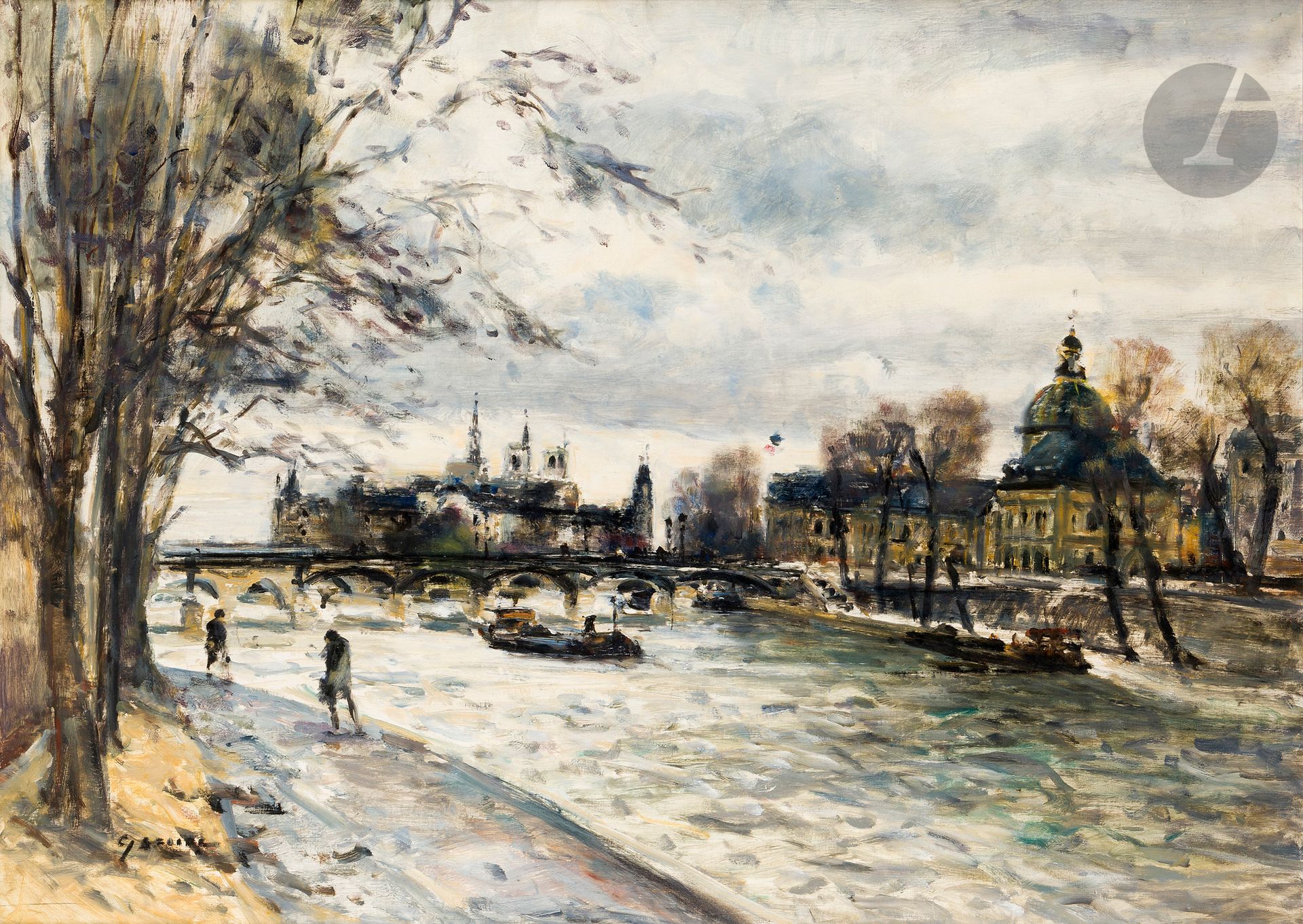 Gaston SEBIRE (1920-2001)
Paris, la Seine au Pont des Arts
Huile sur toile.
Signée en bas à gauche.
73 x 100 cm