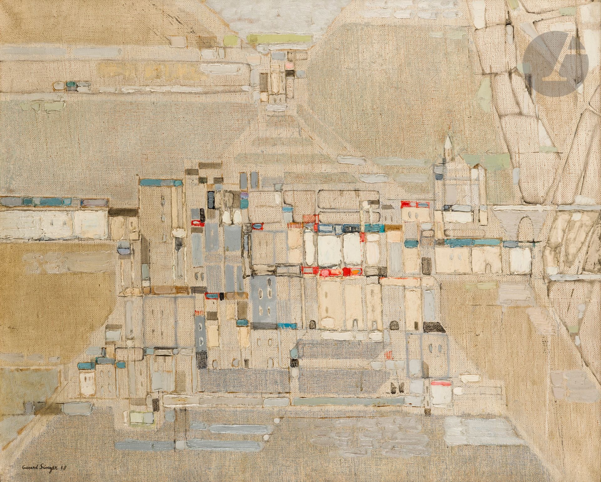 Gérard SINGER (1929-2007)
Le Village de Peille, 1958
Huile sur toile.
Signée en bas à gauche.
81 x 100 cm

Provenance : 
Galerie Bernard Lorenceau, Paris (étiquette au dos sur le châssis).