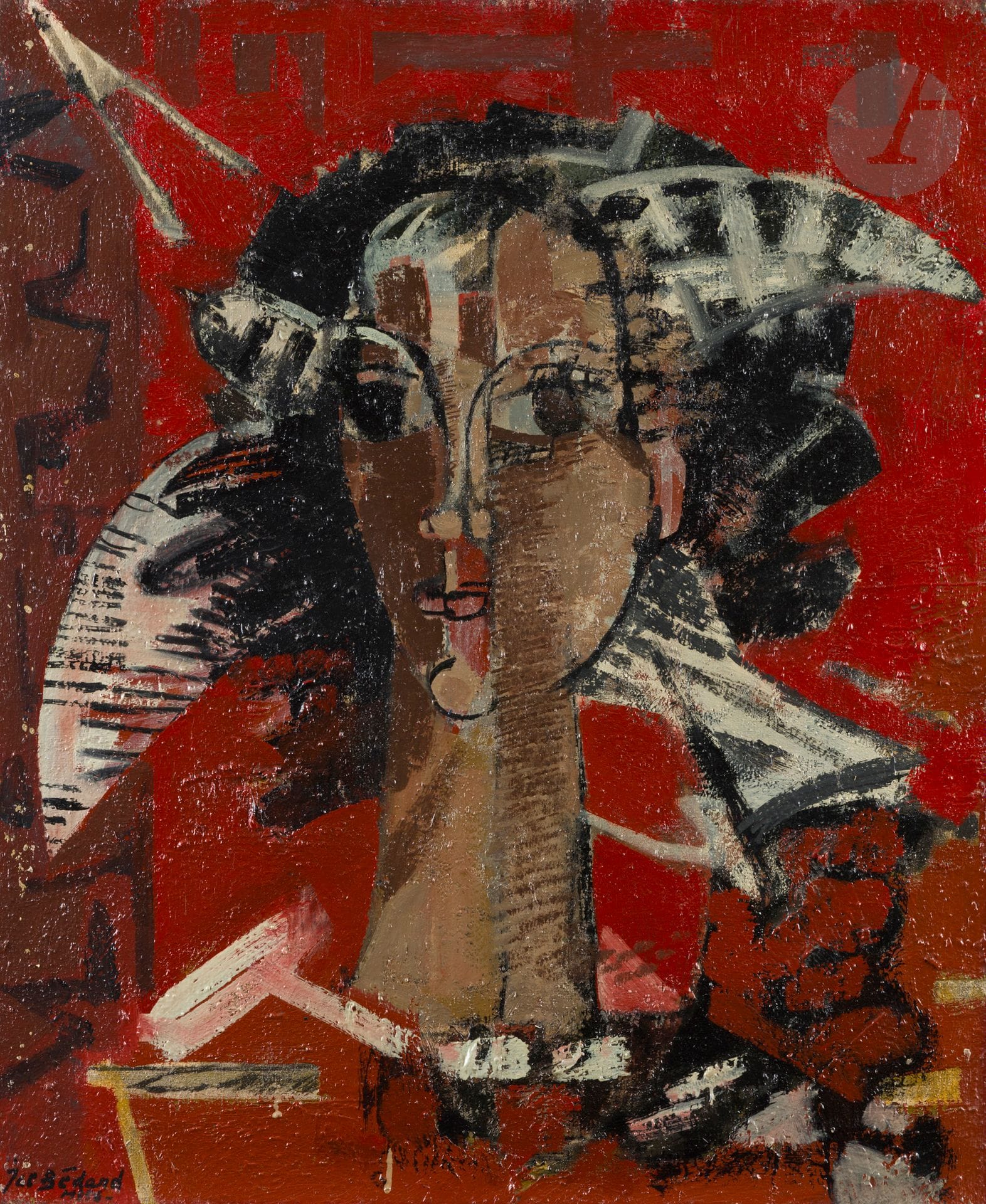 Jean-Claude BÉDARD (1928-1987)
Portrait de femme, 1956
Huile sur toile.
Signée et datée en bas à gauche.
65 x 54 cm
