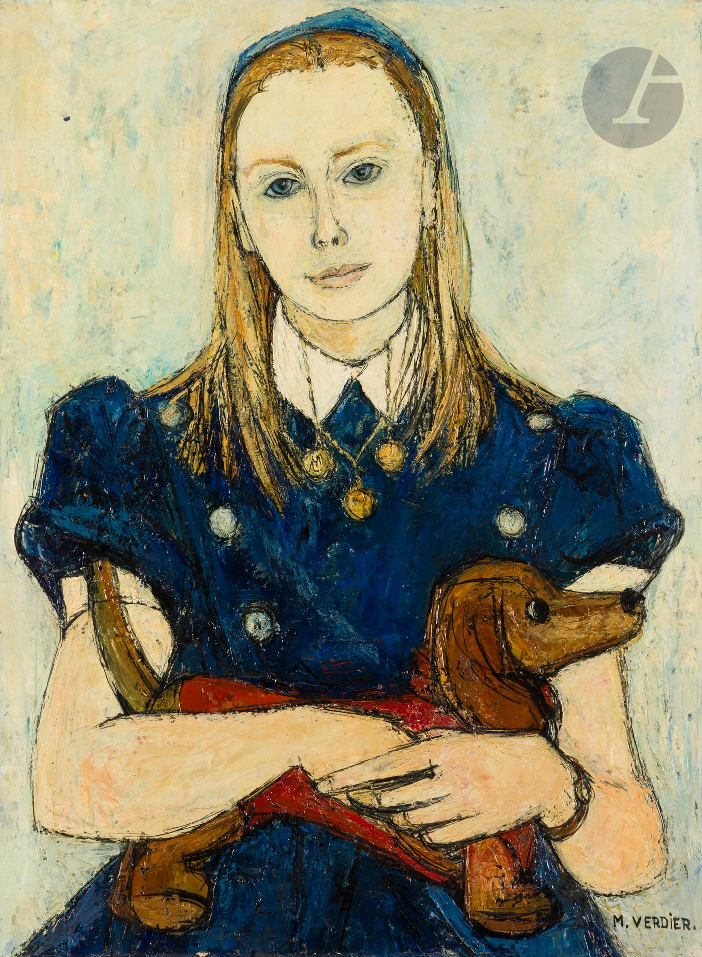 Maurice VERDIER (1919-2003)
Jeune fille à la peluche, vers 1958
Huile sur toile.
Signée en bas à droite.
81 x 60 cm

Provenance : 
Vente Me Cornette de Saint-Cyr, Hôtel Drouot, Paris, 6 novembre 2002.

Bibliographie : 
Éric Mercier, Années 50 La Jeune Peinture, Panorama de la Jeune Peinture, Tome II, Éditions Art Acatos, reproduit p. 382.