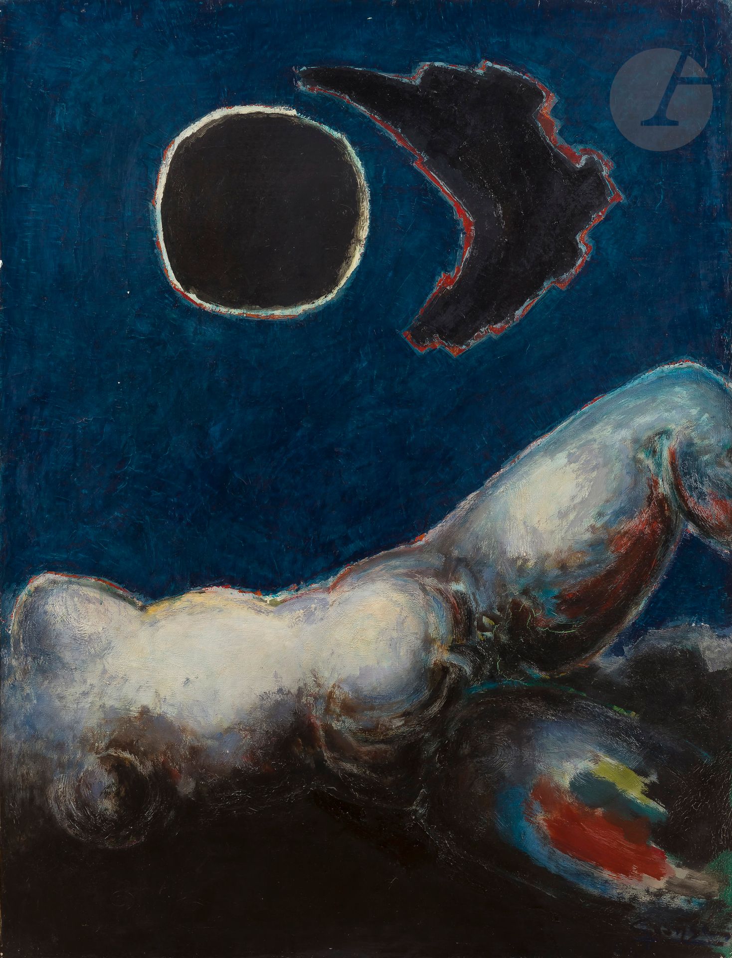 Antonio GUANSE (1926-2008)
Paysage féminin bleu, 1968-69
Huile sur toile.
Signée et datée en bas à droite.
Signée, datée et titrée au dos.
130 x 97 cm