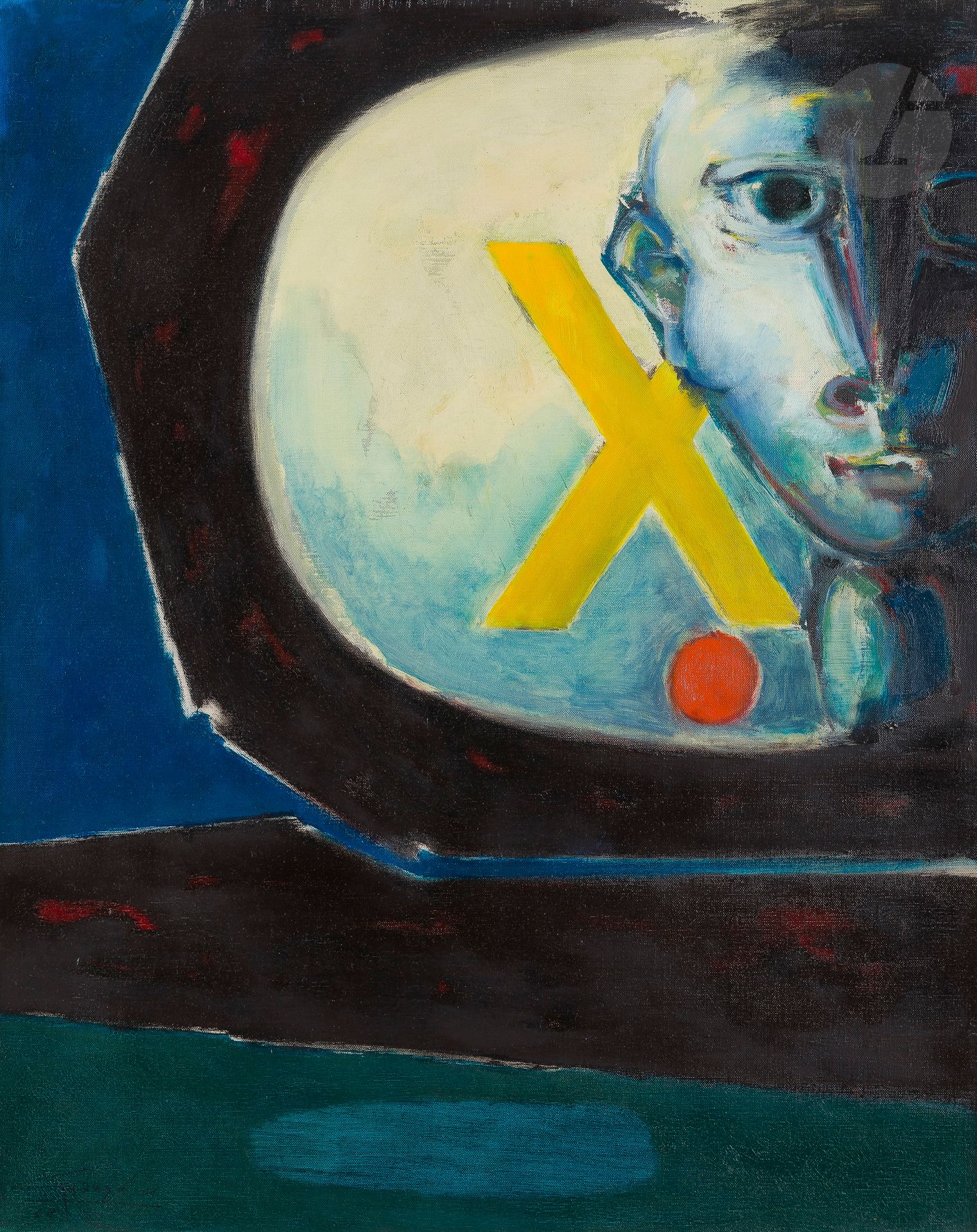Antonio GUANSE (1926-2008)
"X" jaume (T.V), 1968
Huile sur toile.
Signée et datée en bas à gauche.
Signée, datée et titrée au dos.
81 x 65 cm
