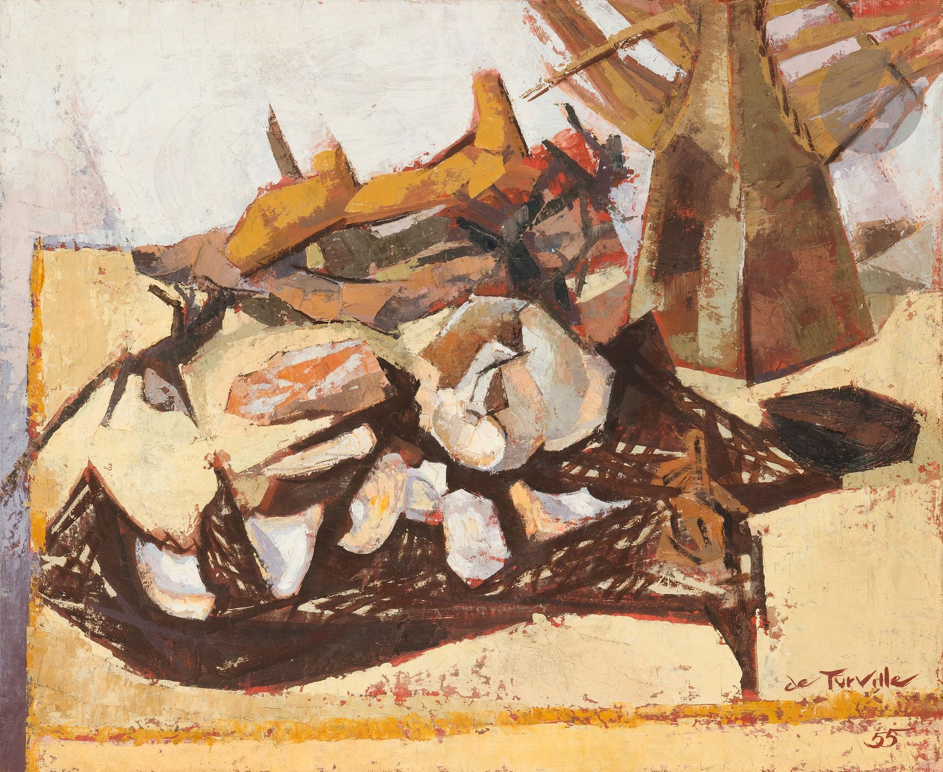 Serge de TURVILLE (1924-2005)
Nature morte, 1955
Huile sur toile.
Signée et datée en bas à droite.
(Petite restauration).
50 x 61 cm