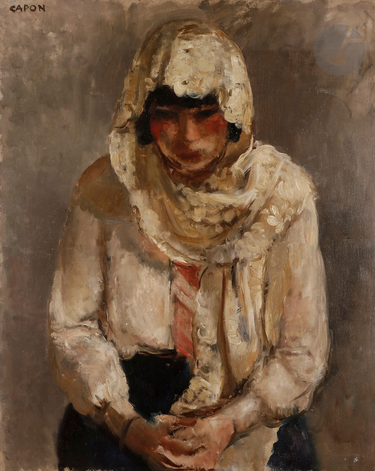 Georges CAPON (1890-1980)
Woman with veil
Oil on canvas.
Signed upper left.
81 x 65 cm