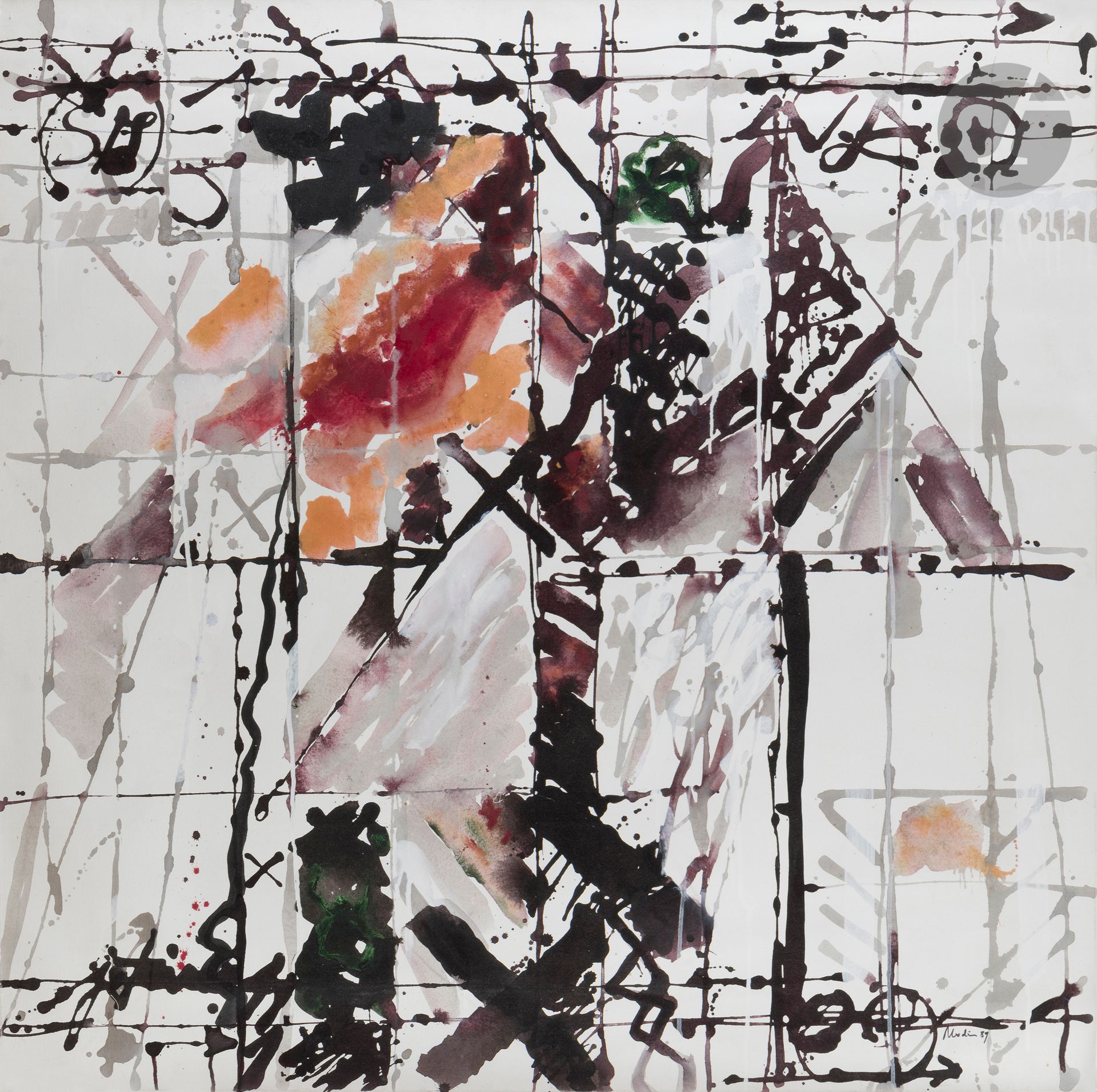 Raymonde GODIN (1930-2023)
Orenda, 1989
Acrylic on canvas.
Signed and dated lower right.
Signed, dated and titled on back.
130 x 130 cm