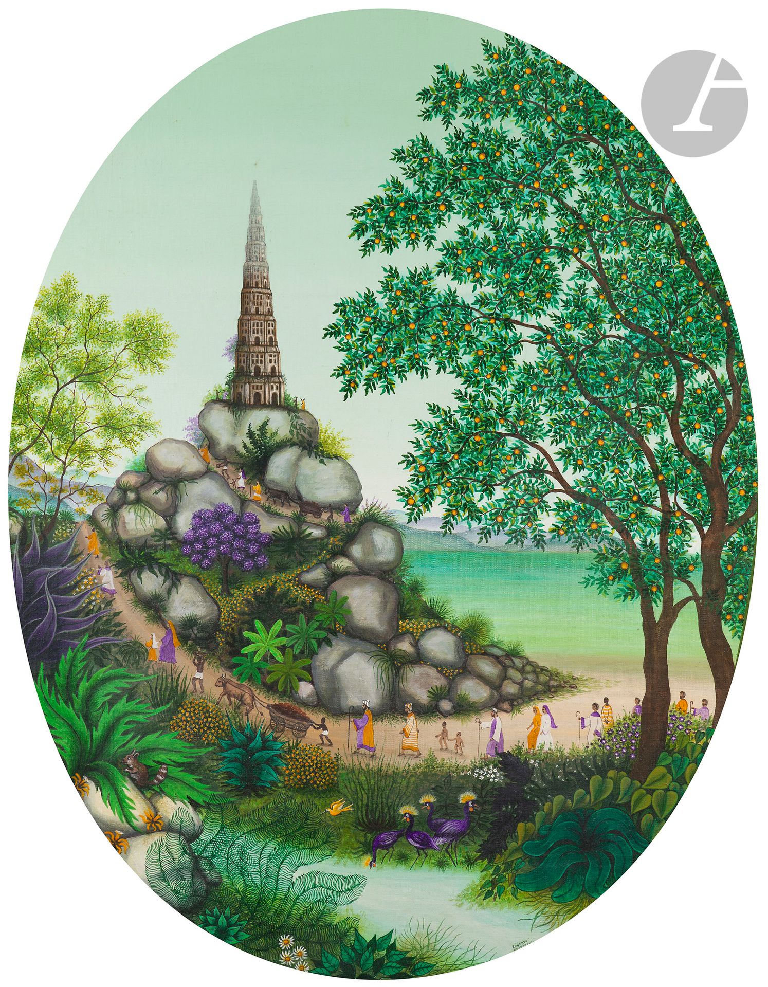 Roberto FEITOSA (né en 1943)
La Tour de Babel, 1971
Huile sur toile contrecollée sur panneau.
Signée en bas à droite.
Signée, datée et située «Rio de Janeiro» au dos.
102 x 81 cm

Provenance : 
Arthur Tooth and Sons, Londres.