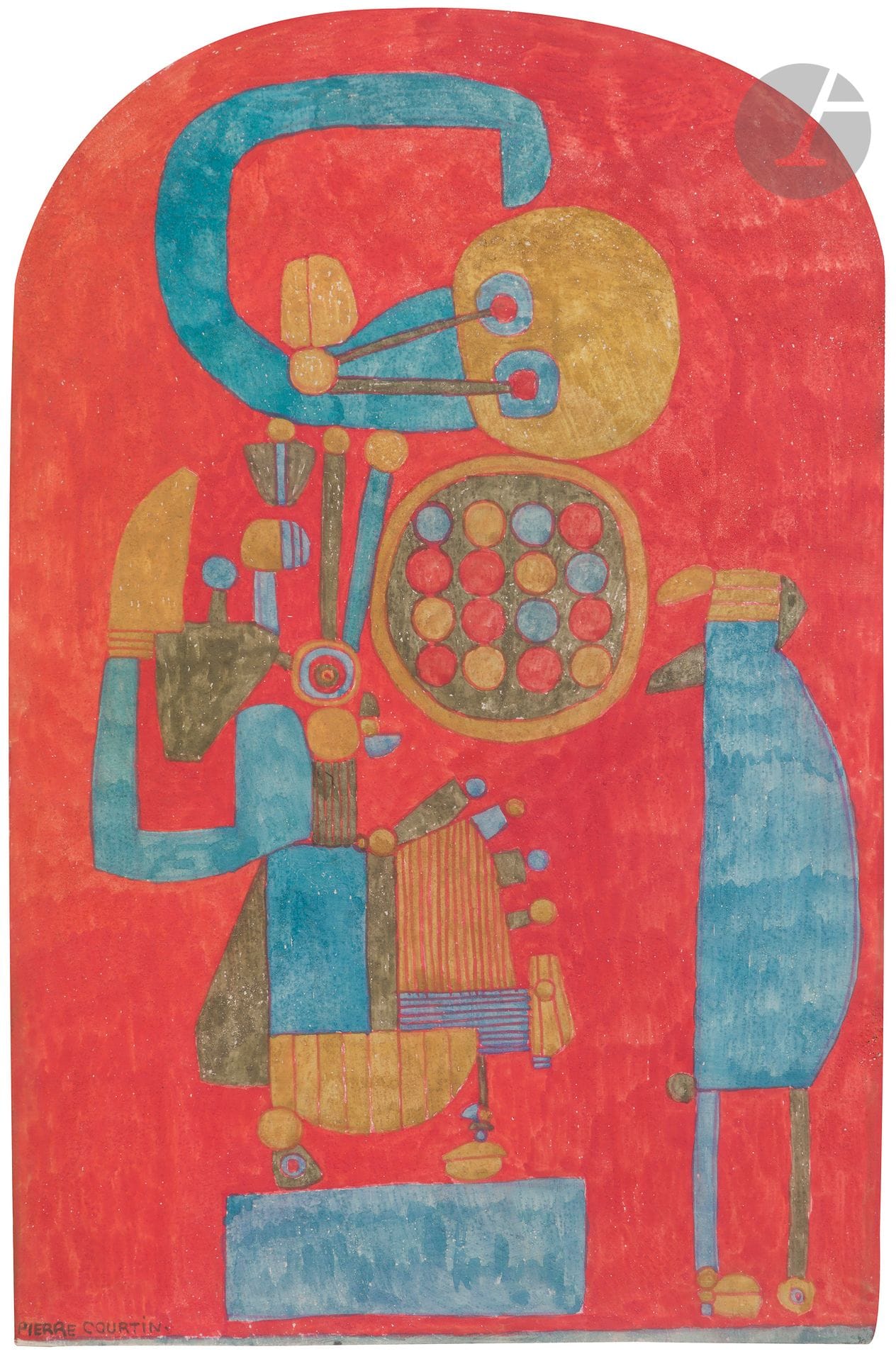Pierre COURTIN (1921-2012)
Attentif au pied d’un monument, 1968
Gouache.
Signée en bas à gauche.
37 x 24,5 cm

Provenance : 
Galerie Claude Bernard, Paris (étiquette au dos sur le montage).
