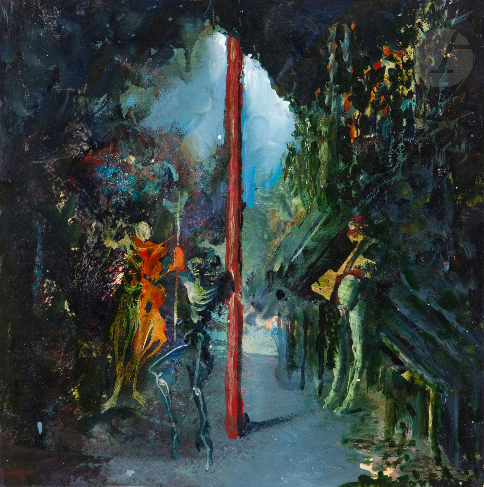 Popovitch Ljuba LJUBA (1934-2016)
The Shadow, 1993
Oil on cardboard.
Signed, dated and titled on the back.
25 x 24 cm

This work will be included in the Ljuba catalog raisonné currently being prepared by Mrs. Slavica Batos. 
We would like to thank Mrs. Slavica Batos, wife of the artist, for confirming the authenticity of this work.