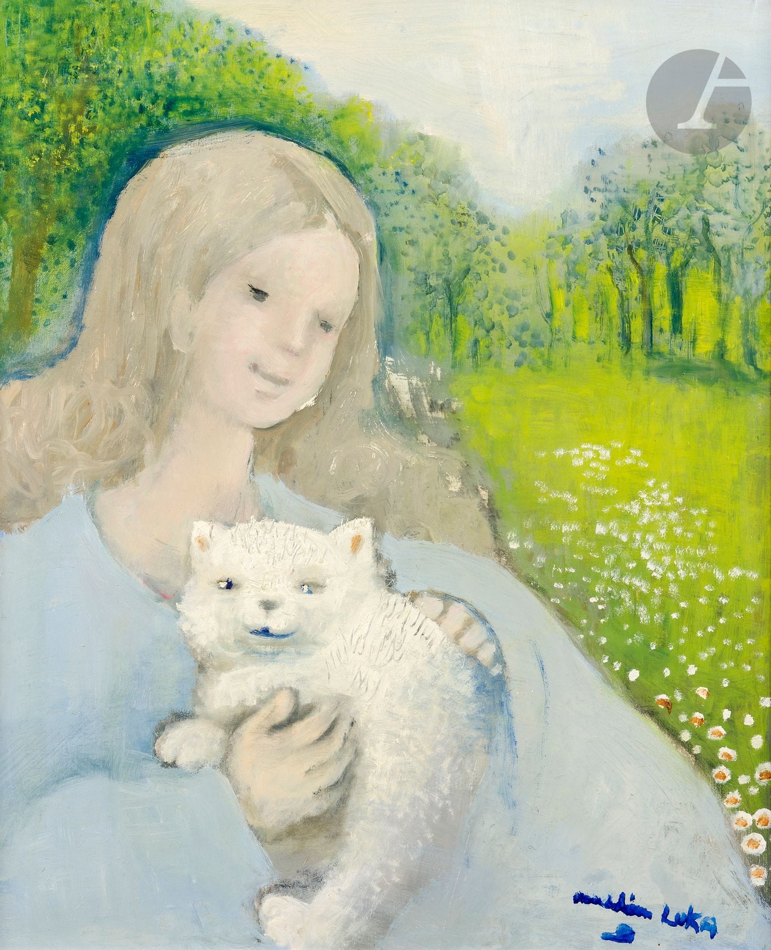 Madeleine Kula dite LUKA (1894-1989)
Jeune fille au chat
Huile sur toile.
Signée en bas à droite.
61 x 50 cm