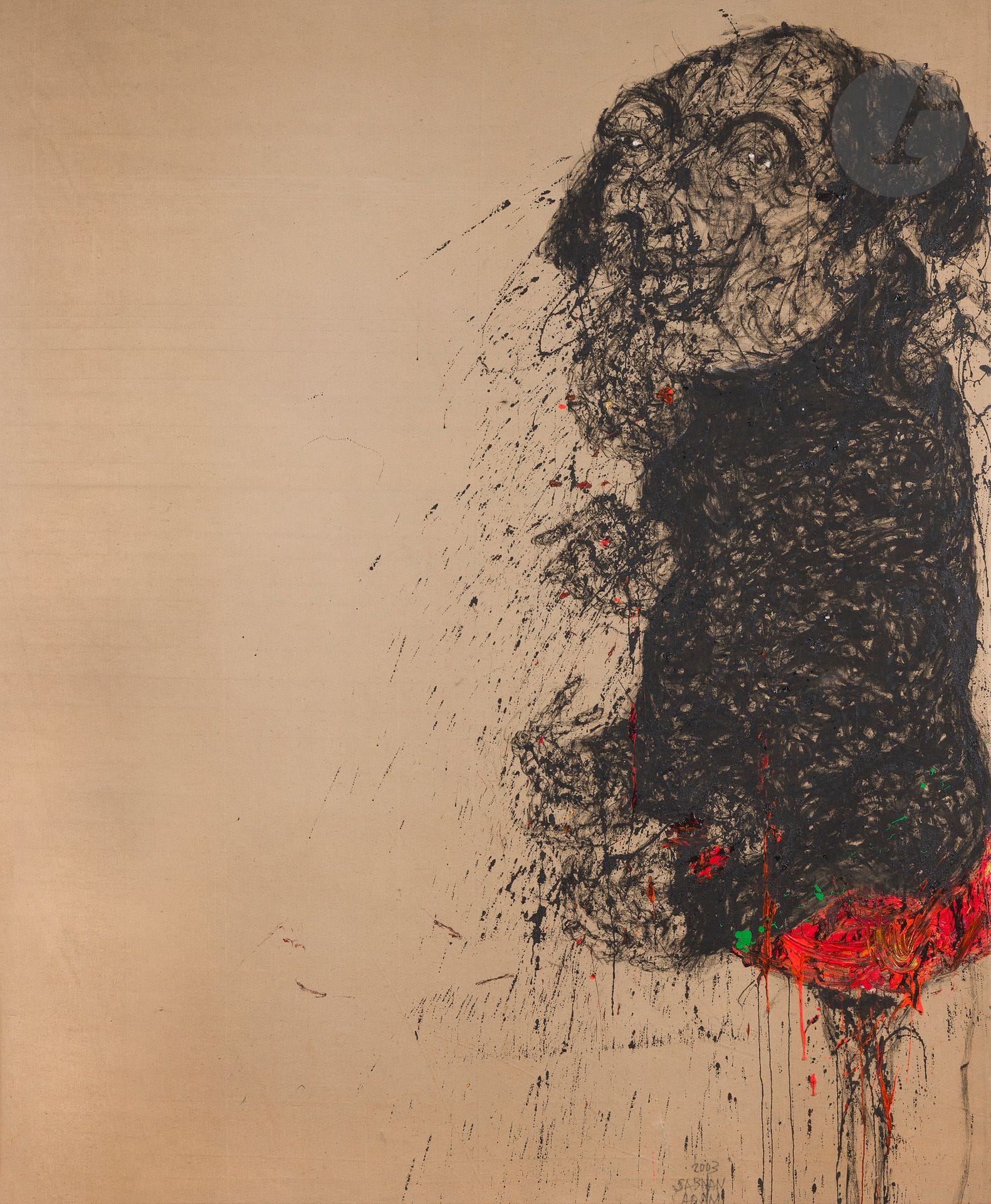 Sabhan ADAM (né en 1972)
Portrait d’homme, 2003
Acrylique sur toile.
Signée et datée en bas vers la droite.
157 x 130 cm

Provenance : 
Galerie Polad-Hardouin, Paris (tampon au dos sur le châssis).