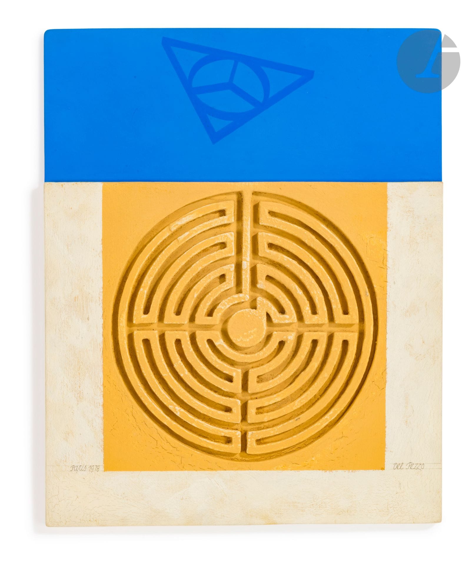 Lucio DEL PEZZO [italien] (1933-2020) 
L’Ombre du désir, 1978 
Relief en bois peint. 
Signé et daté en bas sur le côté. 
32,5 x 26 cm