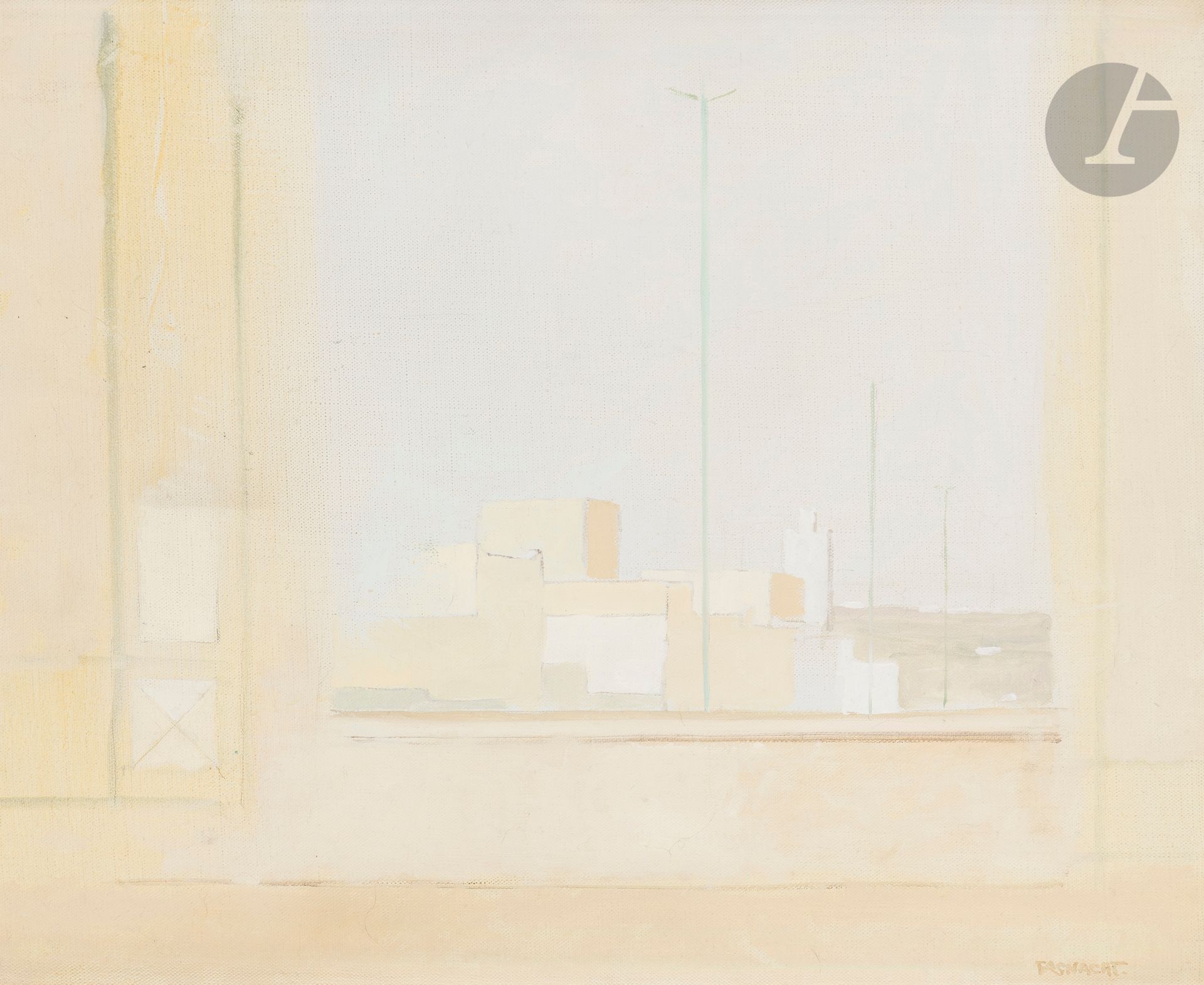Éric FASNACHT (1954-2017) 
Les Trois réverbères, 1998 
Huile sur toile. 
Signée en bas à droite. 
46 x 38 cm 
 
Provenance : 
Galerie Framond, Paris (étiquette au dos sur le châssis).