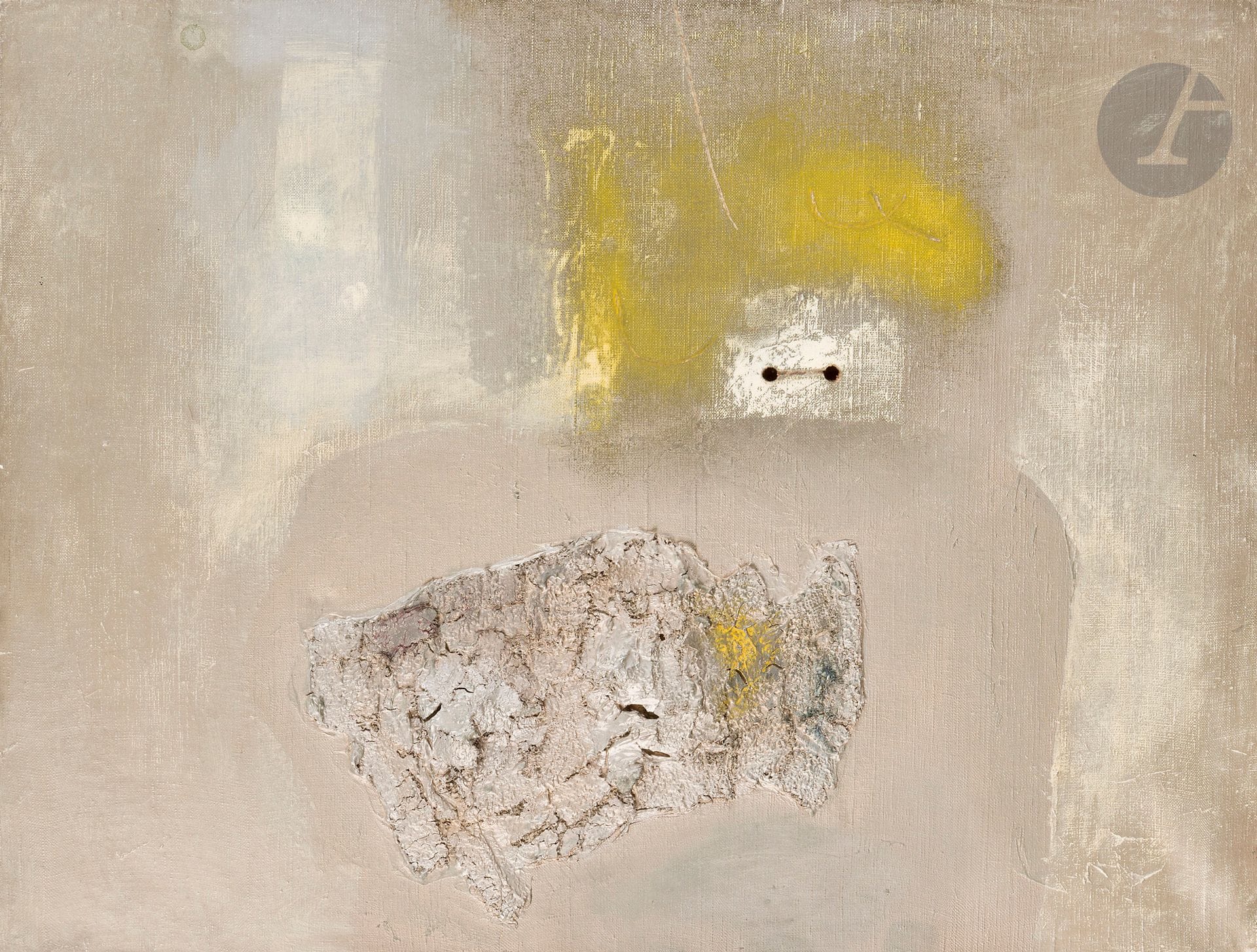 Nguyen DUCMANH [FRENCH-VIETNAMIAN] (b. 1934)
Composition, circa 1962 
Mixed media and burnt on canvas. 
Unsigned. 
46 x 61 cm 
 
Provenance : 
Galerie René Drouin, Paris.