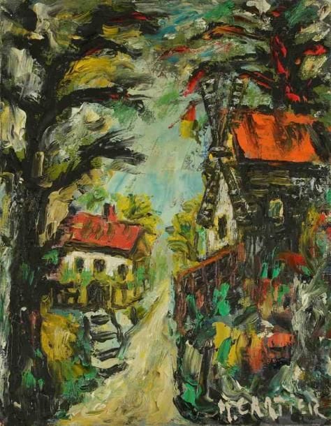 M. CARTIER (XXe siècle)
Le chemin du moulin. Huile sur toile. Signée en bas à droite. 35 x 27 cm