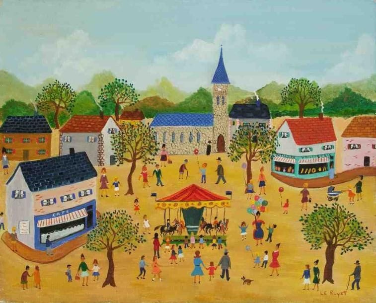 LE RUYET (XXe siècle)
Fête au village. Huile sur toile. Signée en bas à droite. 33 x 41 cm