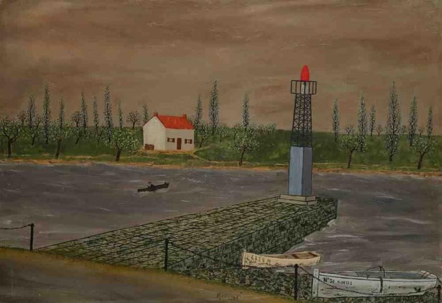 Maurice LOIRAND (1922-2008)
Barques à l?entrée du port. Huile sur papier contrecollé sur toile. Signée en bas au milieu. 38 x 55 cm