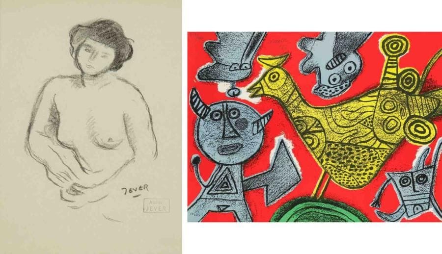 Johan ROEMPLER dit JEVER (1889-1967)
Étude de femme. Fusain. Signé en bas à droite. 20 x 15 cm