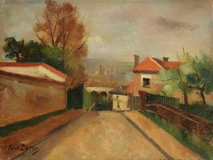 René DUREY (1890-1959)
La rue. Huile sur toile. Signée en bas à gauche. 27 x 35 cm