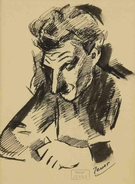 Johan ROEMPLER dit JEVER (1889-1967)
Étude d?homme. Encre. Signée en bas à droite. 20 x 15 cm