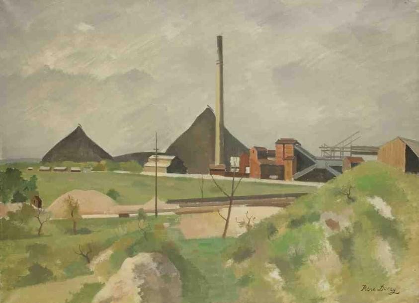 René DUREY (1890-1959)
Mine de charbon. Huile sur toile. Signée en bas à droite. 60 x 81 cm