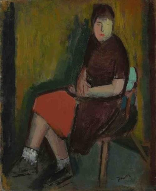 Johan ROEMPLER dit JEVER (1889-1967)
Femme assise. Huile sur toile. Signée en bas à droite. Signée et titrée au dos. 45 x 36 cm