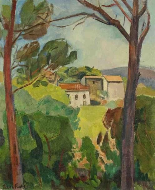 Pierre FAVRE (1906-1983)
Mas de Provence à La Ciotat. Huile sur toile. Signée en bas à gauche. 73 x 60 cm