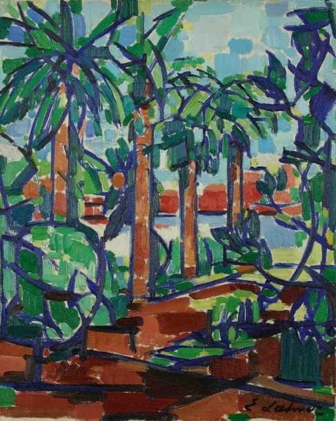 Emile LAHNER (1893-1980)
La palmeraie, 1948. Huile sur toile. Signée en bas à droite. Datée au dos. 41 x 33 cm