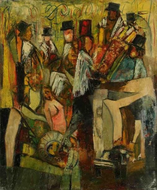 Edgar STOEBEL (1909-2001)
Au cabaret. Huile sur toile. Signée en bas à droite. (Accidents). 55 x 46 cm