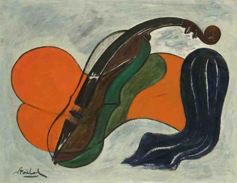 Edgar STOEBEL (1909-2001)
Femme nue au violon. Huile sur toile. Signée en bas à gauche. 50 x 65 cm