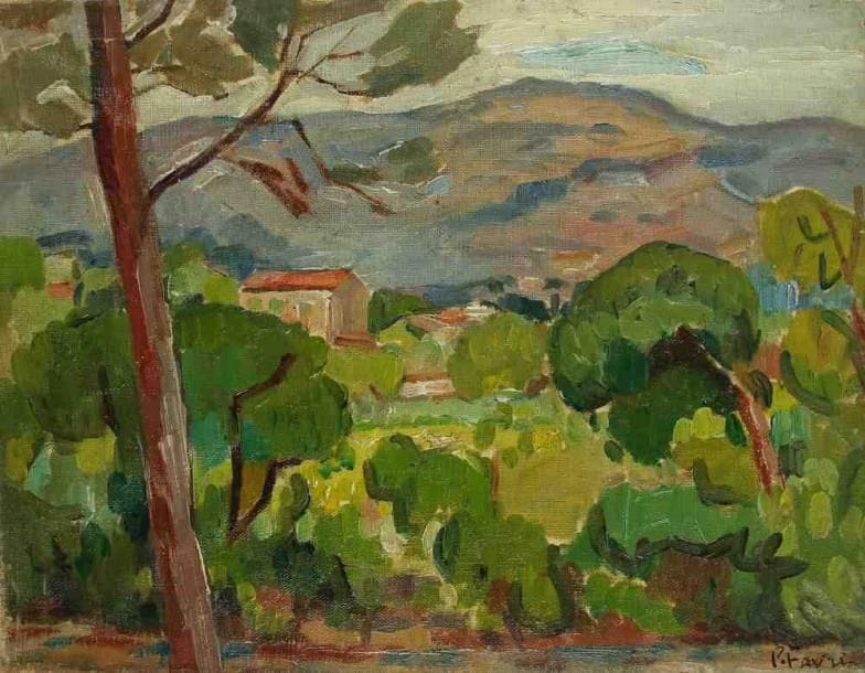 Pierre FAVRE (1906-1983)
Paysage de Provence. Huile sur toile. Signée en bas à droite. 27 x 35 cm. Exposition: Galerie Pierre Puget, Bandol, Août 1967, n°20