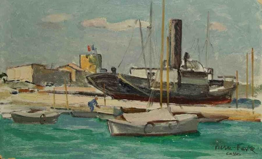 Pierre FAVRE (1906-1983)
Le port de Cassis. Huile sur carton. Signée en bas à droite. 21 x 35 cm