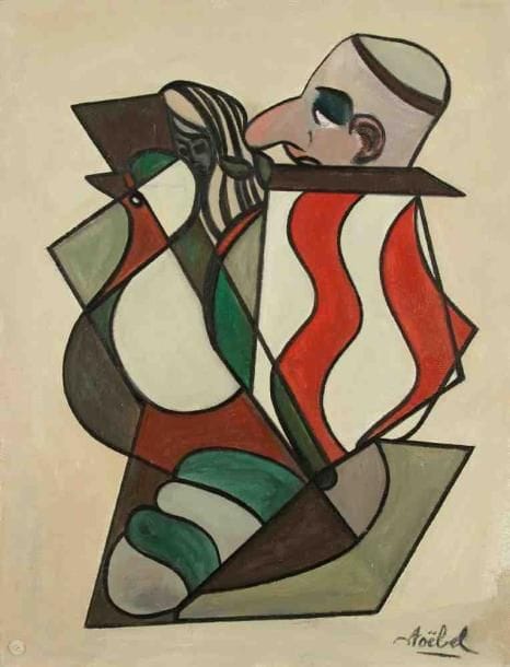 Edgar STOEBEL (1909-2001)
Couple à l?oiseau. Huile sur toile. Signée en bas à droite. 65 x 50 cm