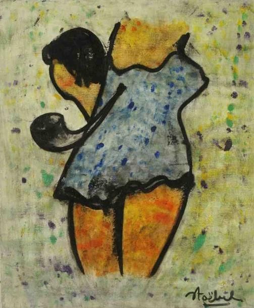 Edgar STOEBEL (1909-2001)
Femme à la pipe. Huile sur toile. Signée en bas à droite. 61 x 50 cm