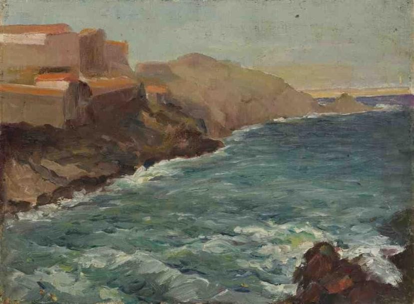 J.P. RIVIÈRE
Bord de mer. Huile sur carton. Non signée. 24 x 33 cm