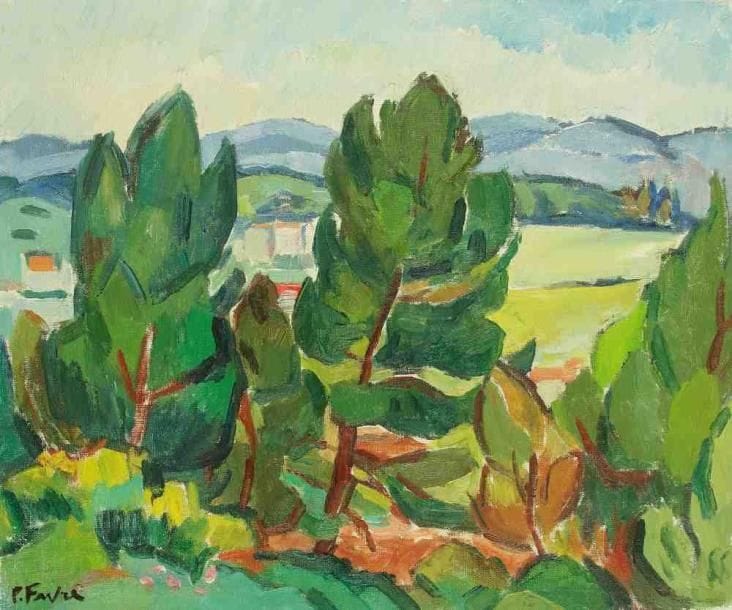 Pierre FAVRE (1906-1983)
Paysage de La Ciotat. Huile sur toile. Signée en bas à gauche. 38 x 46 cm