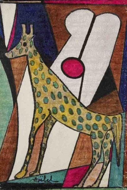 Edgar STOEBEL (1909-2001)
La girafe. Huile sur toile. Signée en bas à gauche. 35 x 24 cm