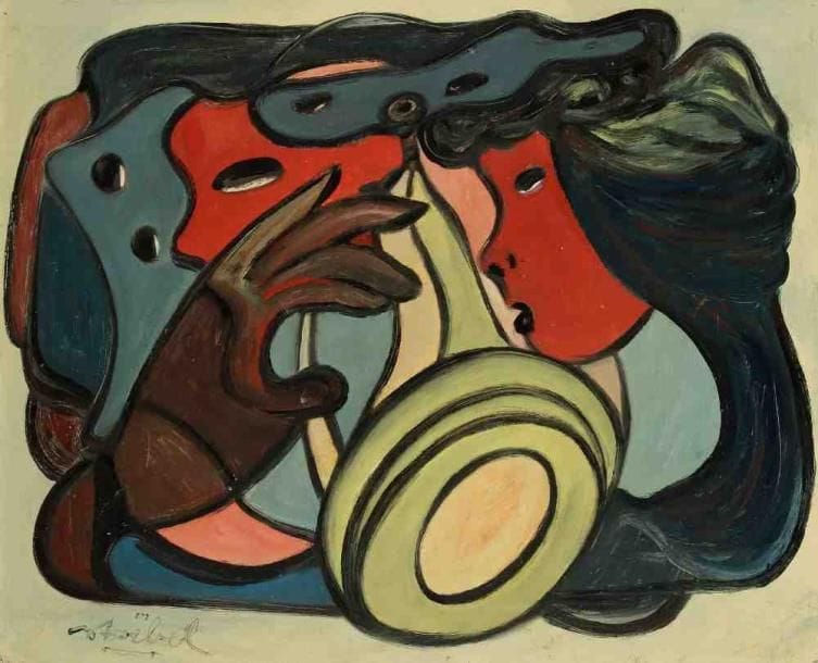 Edgar STOEBEL (1909-2001)
Trompettiste. Huile sur isorel. Signée en bas à gauche. 41 x 50 cm