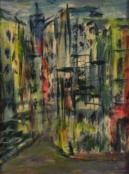 FERRERO (XXe siècle)
La ville. Encre. Signée en haut à droite. 21 x 15 cm