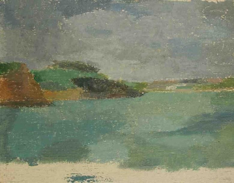 J.P. RIVIÈRE
Bord de mer. Huile sur carton. Non signée. Datée au dos. 19 x 24 cm