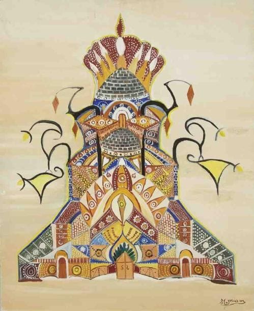 MYRIAM (XXe siècle)
Palais imaginaire. Huile sur toile. Signée en bas à droite. (Restaurations). 73 x 60 cm