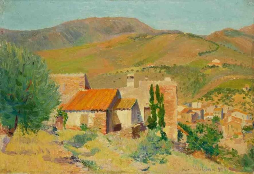 Hippolyte PETITJEAN (1854-1929)
Village en Provence, 1901. Huile sur toile. Signée et datée en bas à droite. 38 x 55 cm